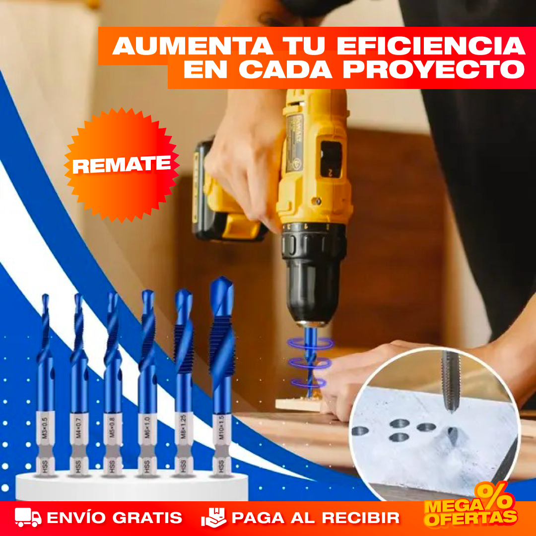 PROMO 2 X 1 SET DE 6 BROCAS DE TITANIO 3 EN 1 PROFESIONALES