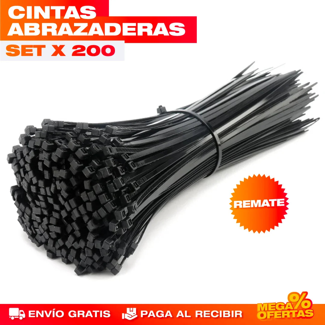 SET DE 200 CINCHOS PLÁSTICOS AUTOBLOCANTES