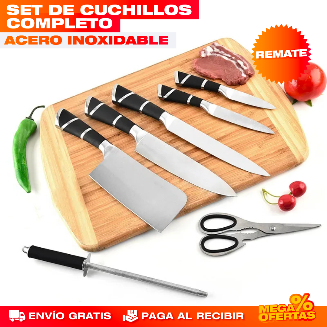 SET CUCHILLOS DE COCINA DE ACERO INOXIDABLE