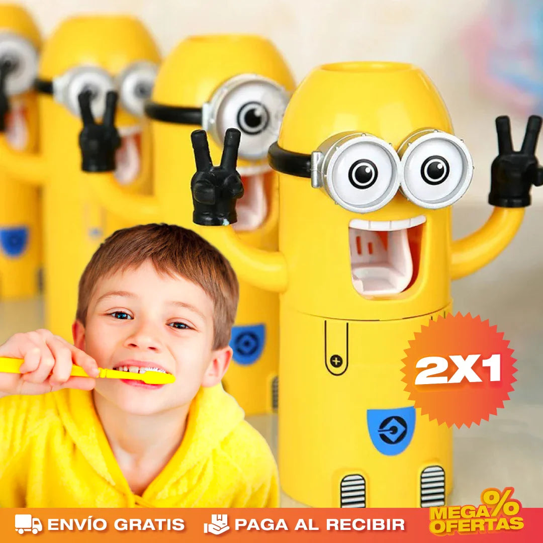 PROMO 2X1 SOPORTE DE CEPILLO DE DIENTES PARA NIÑOS DISEÑO DE MINIONS