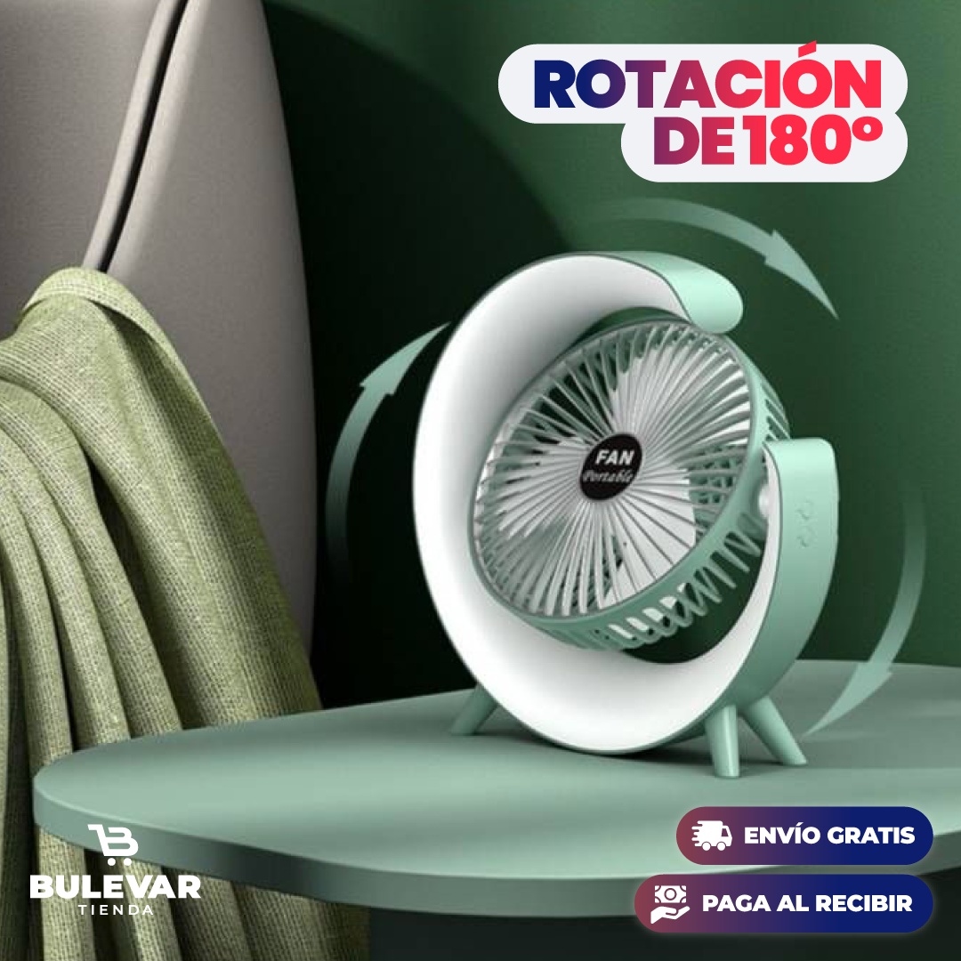 VENTILADOR DE MESA PORTÁTIL CON LUZ LED
