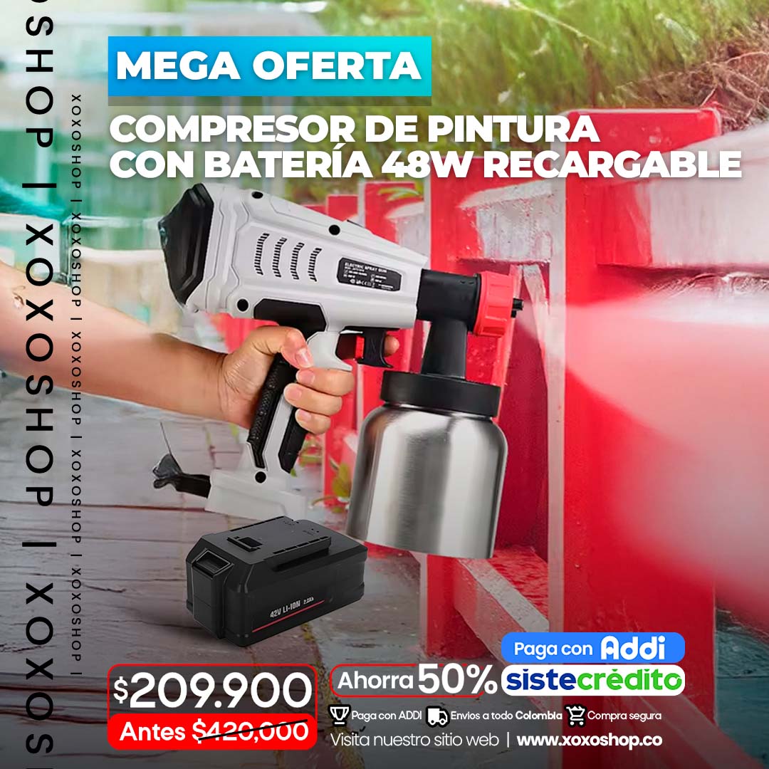 Compresor de pintura con bateria de 48w recargable