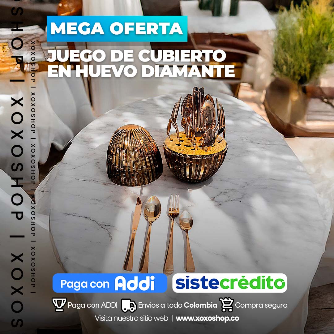 Juego de cubierto en foma de huevo diamanates