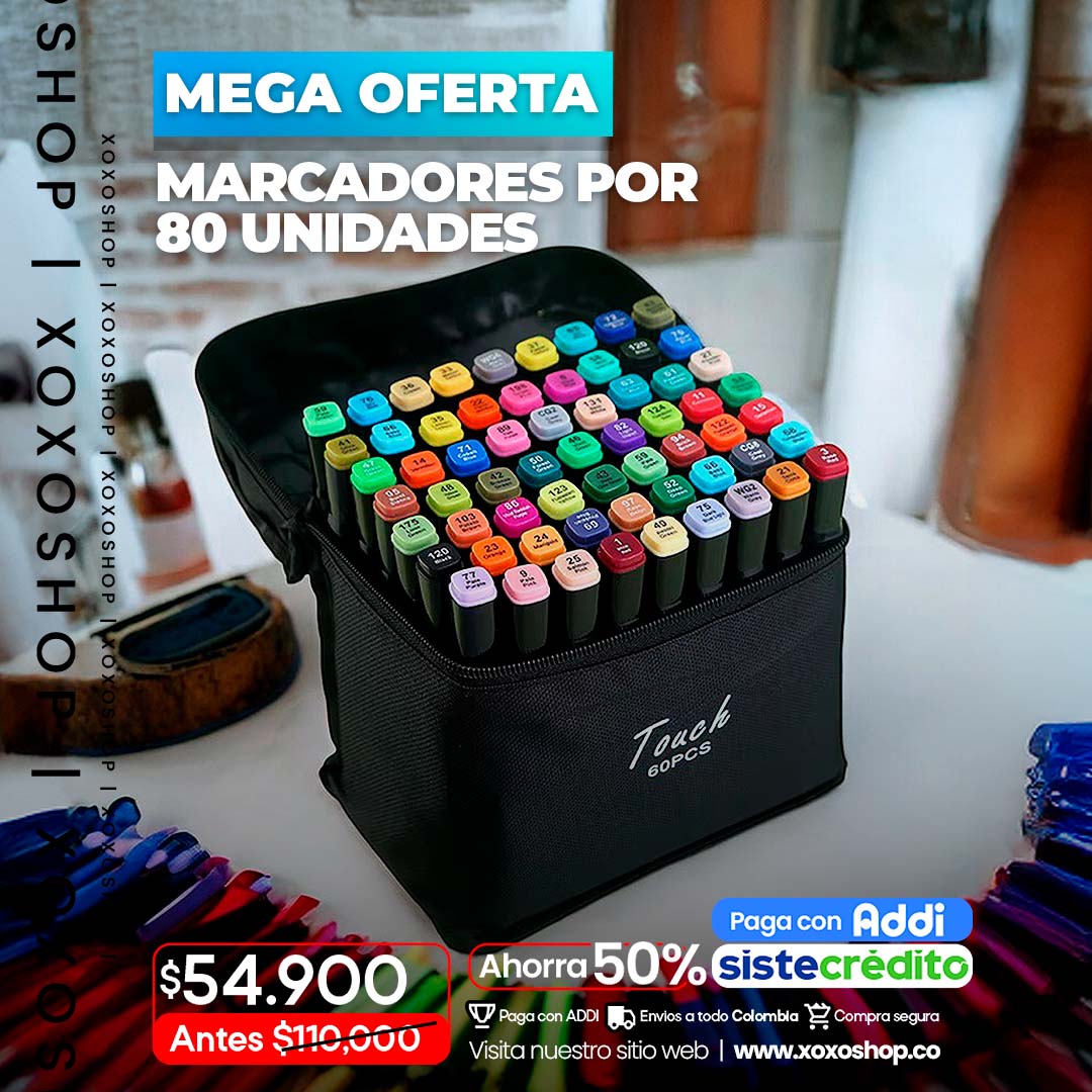 Kit de marcadores por 80 unidades DOBLE PUNTA