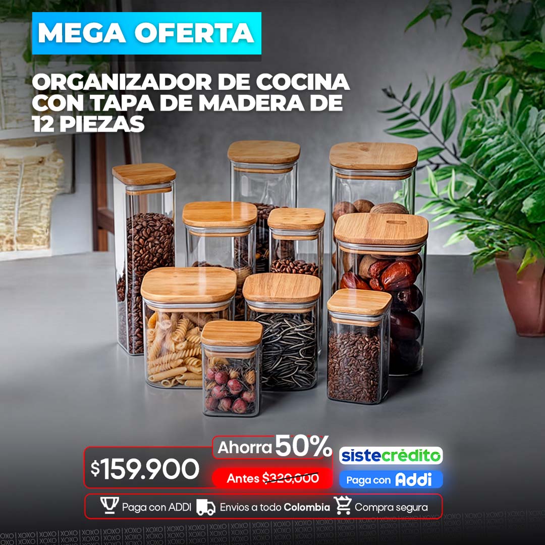 Kit de cocina de 12 piezas con tapa de madera