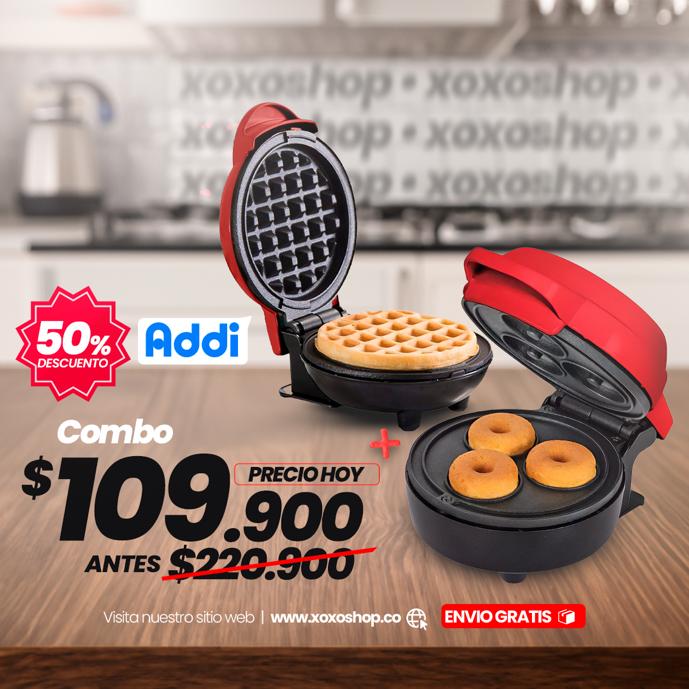 Combo mini waflera+mini dona de 3 puestos