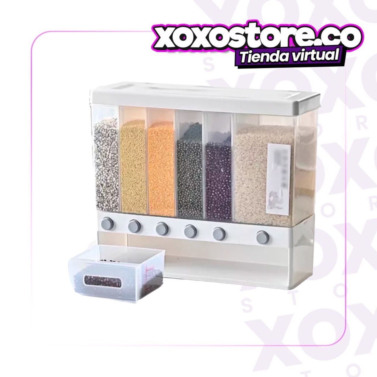 Dispensador de granos de 6 divisiones