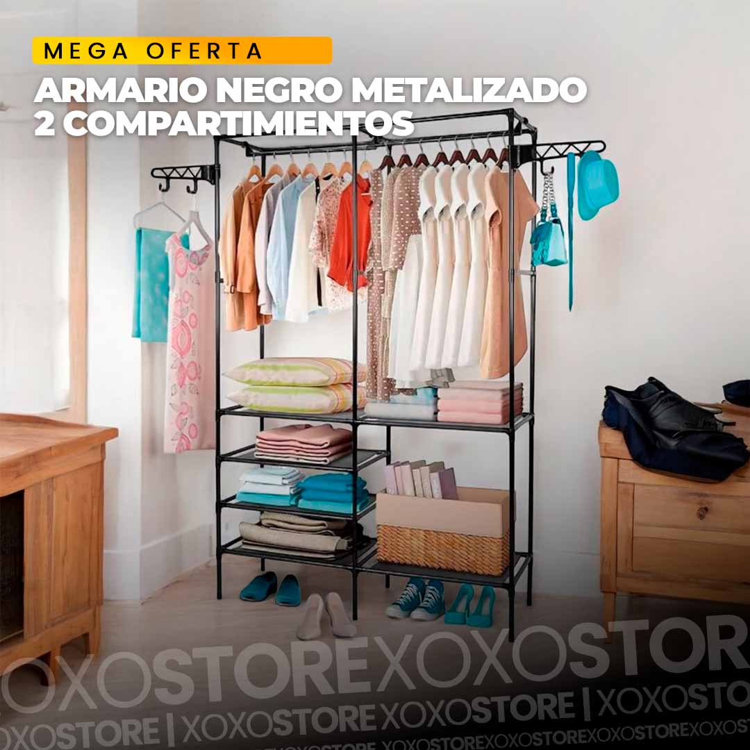 Armario metalizado negro 2 compartimientos