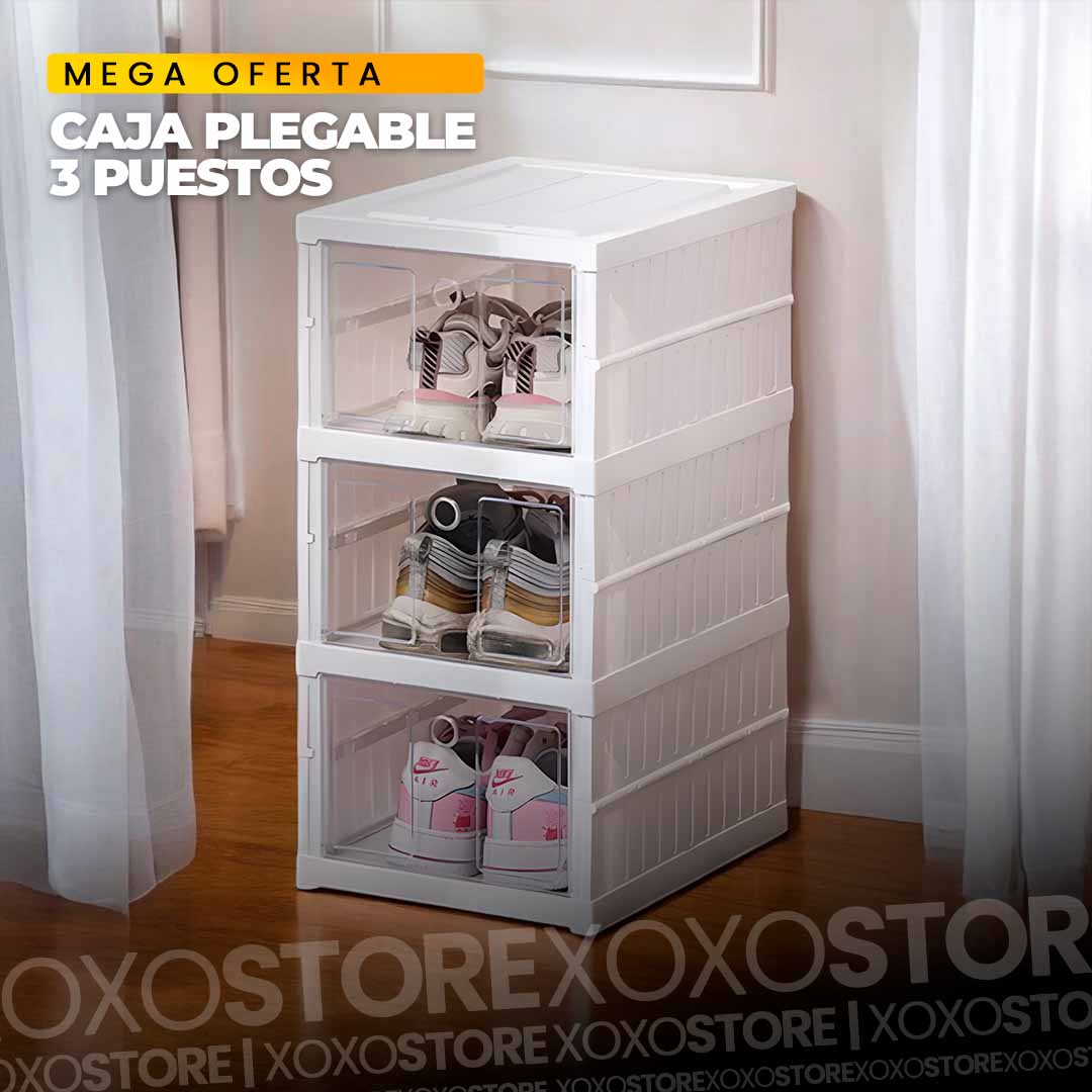 Caja plegable para organizar zapatos de 3 compartimientos