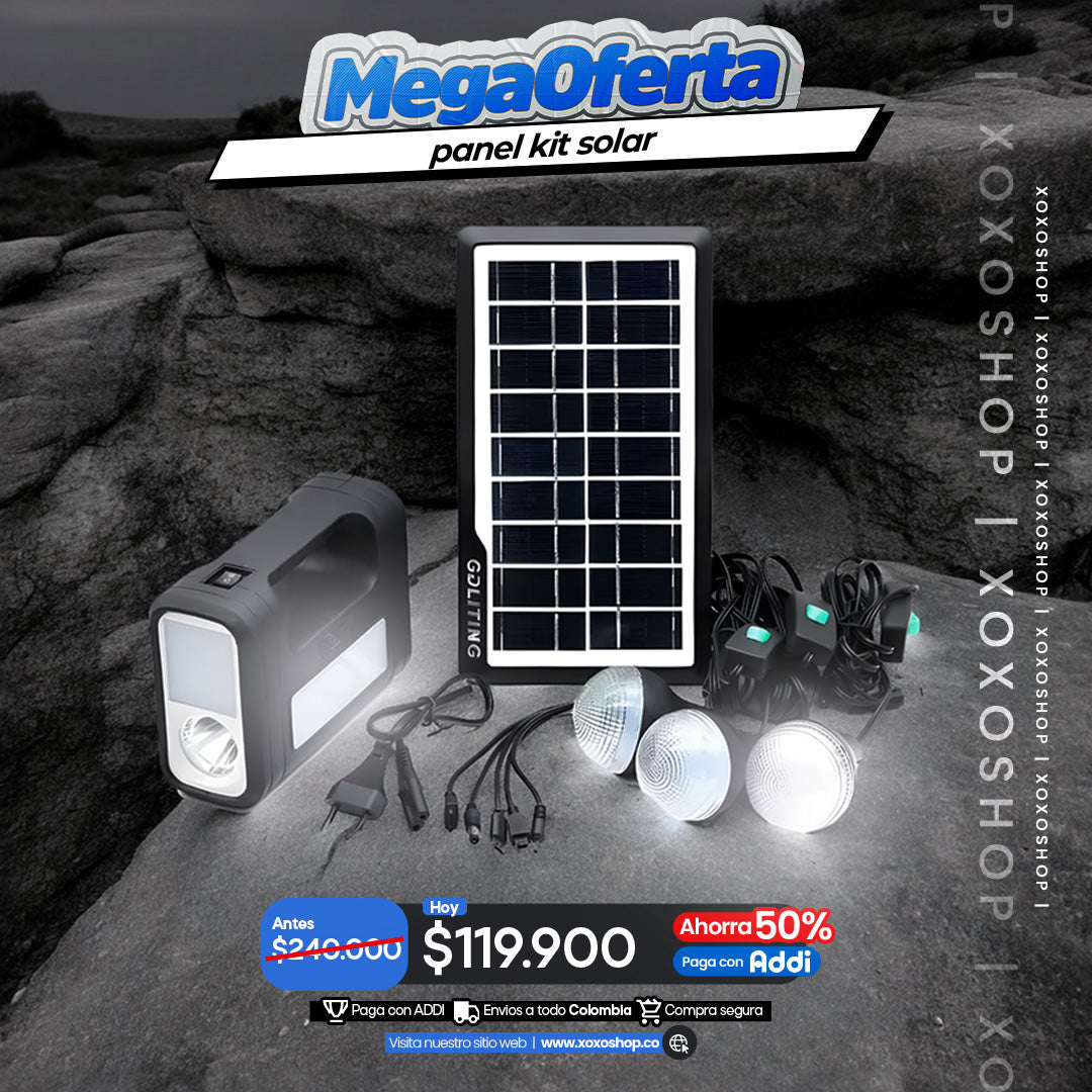 Kit de panel solar con bombillos y parlante