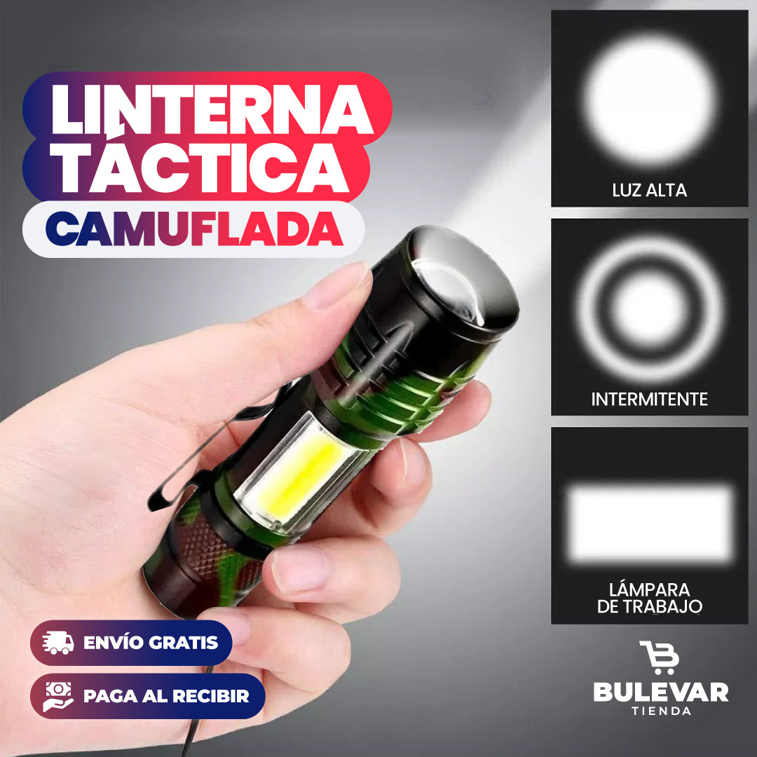 LINTERNA TÁCTICA RECARGABLE (CAMUFLADA)