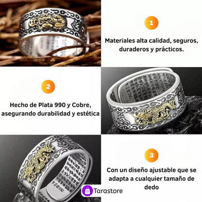 Anillo Original Feng Shui De La Riqueza Y Abundan + Tarjeta "Decreto de la Prosperidad"