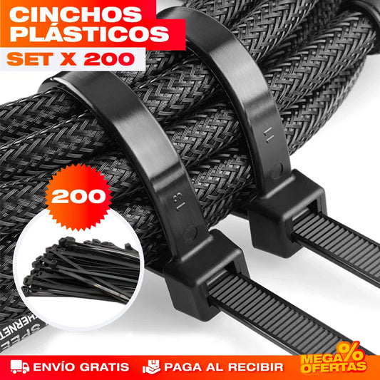 SET DE 200 CINCHOS PLÁSTICOS AUTOBLOCANTES