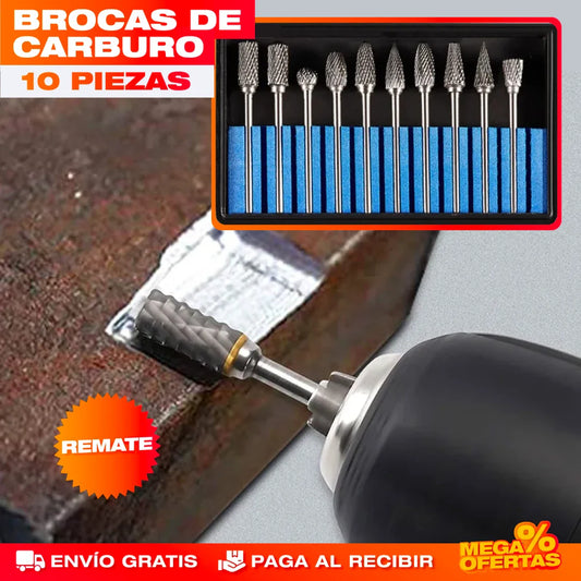 SET X 10 BROCAS / FRESAS DE CARBURO