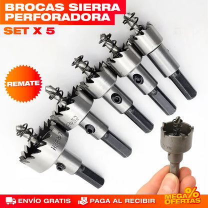 SET X 5 BROCAS SIERRA PERFORADORA TCT