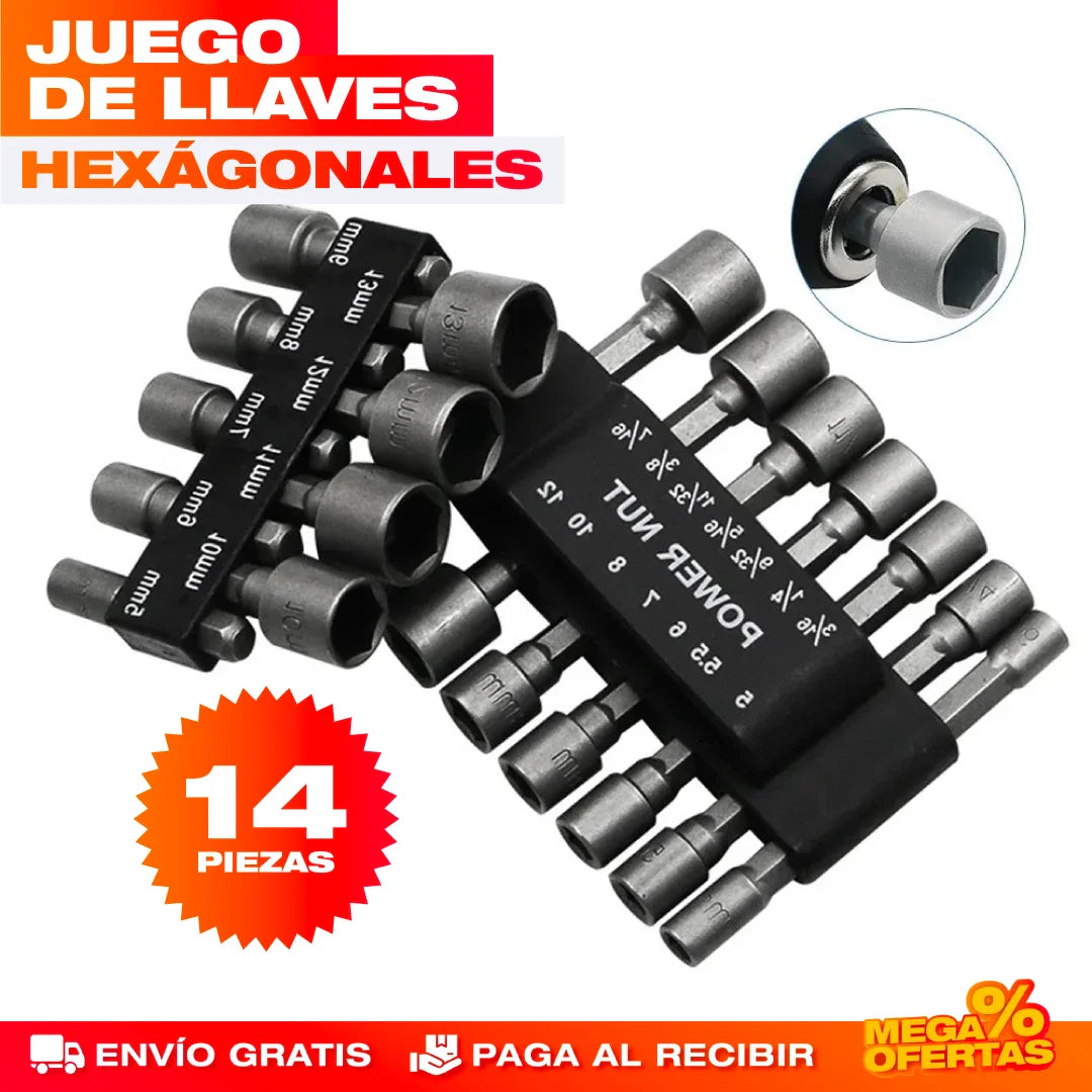 SET BOQUILLAS DE LLAVES HEXAGONALES x14 PIEZAS