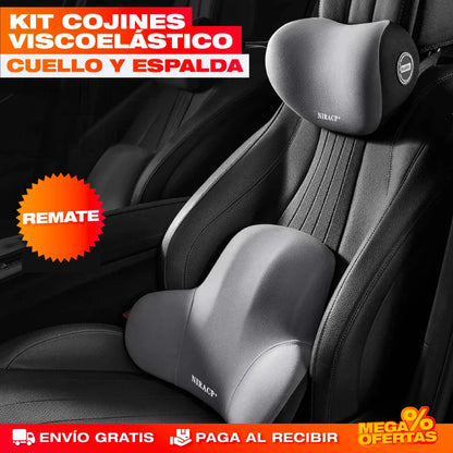 KIT COJÍN CUELLO Y SOPORTE LUMBAR VISCOELÁSTICO