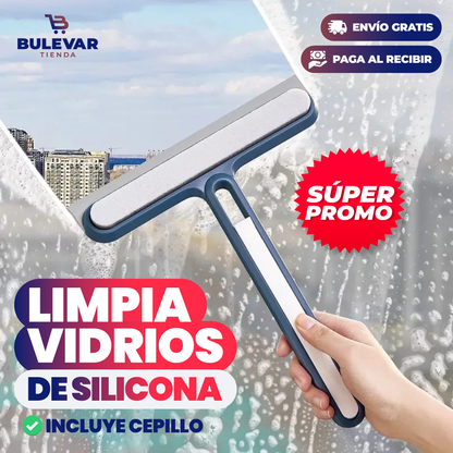 LIMPIA VIDRIOS DE SILICONA CON CEPILLO