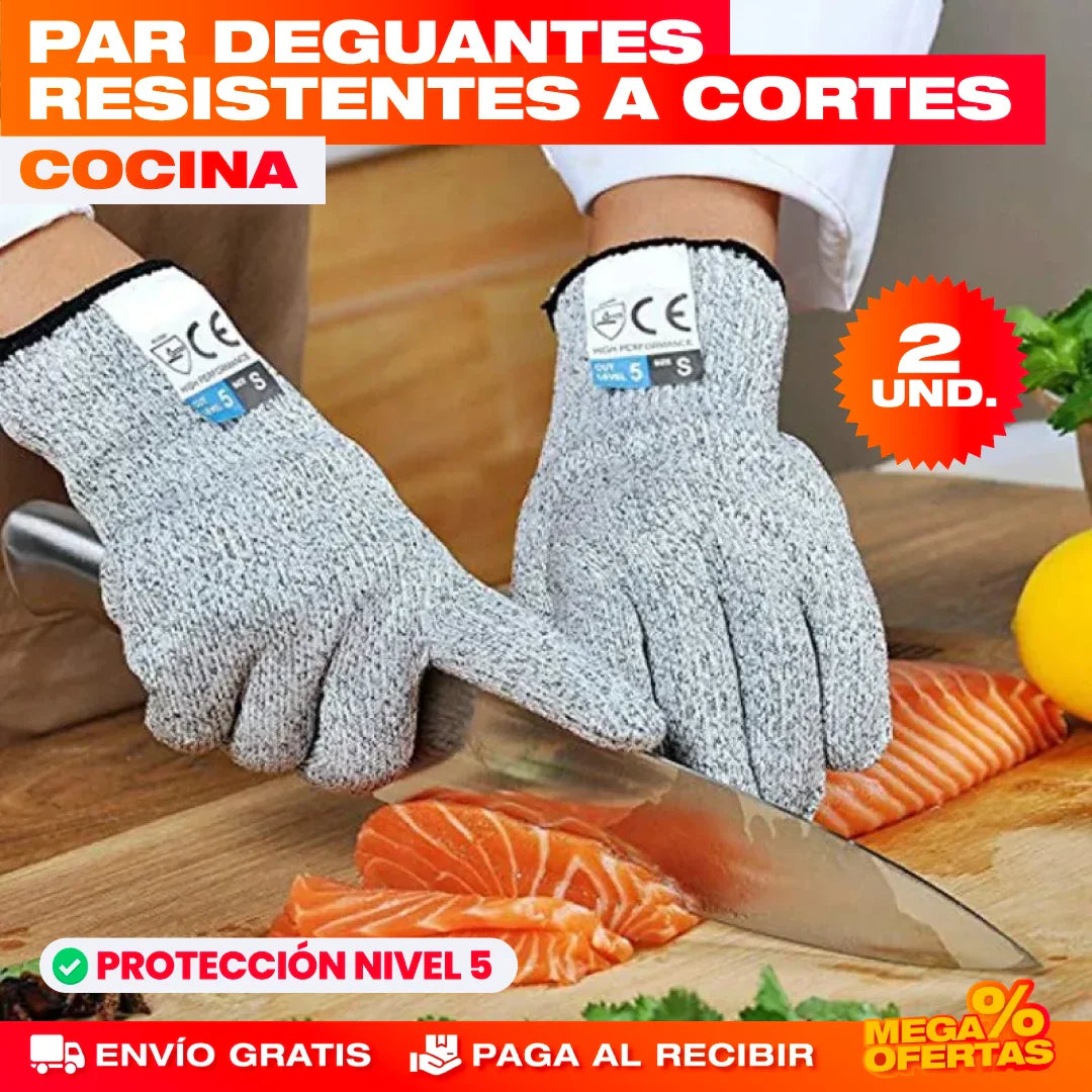 PAR GUANTES RESISTENTES A CORTES PARA COCINA Y TRABAJO