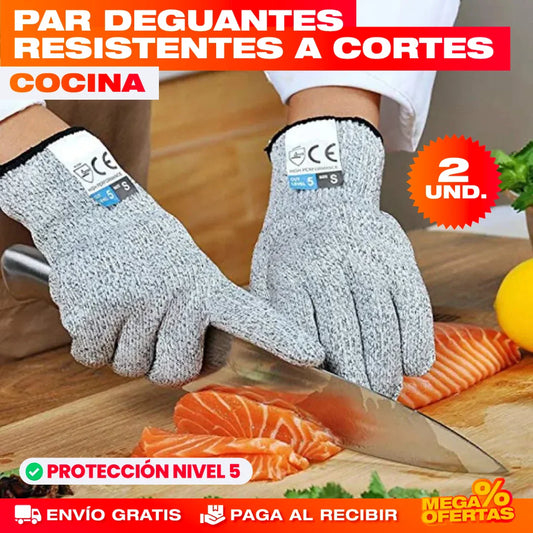 PAR GUANTES RESISTENTES A CORTES PARA COCINA Y TRABAJO