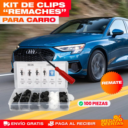 KIT DE CLIPS "REMACHES" PARA CARRO 100 PIEZAS