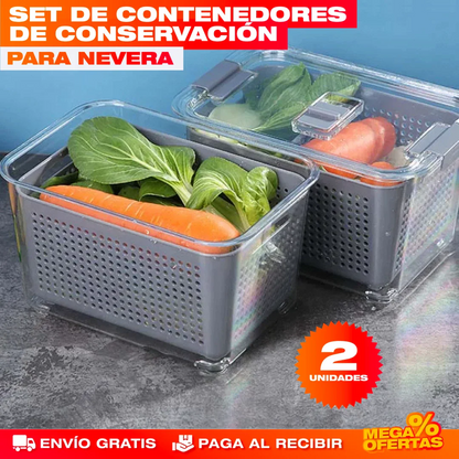 SET X2 ORGANIZADORES CONTENEDORES DE ALIMENTOS PARA NEVERA