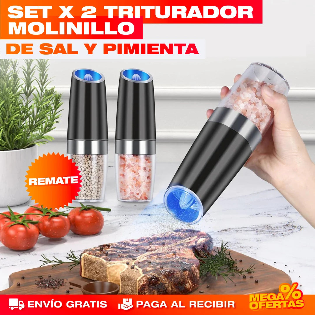 SET X 2 MOLINILLOS ELÉCTRICOS DE SAL Y PIMIENTA