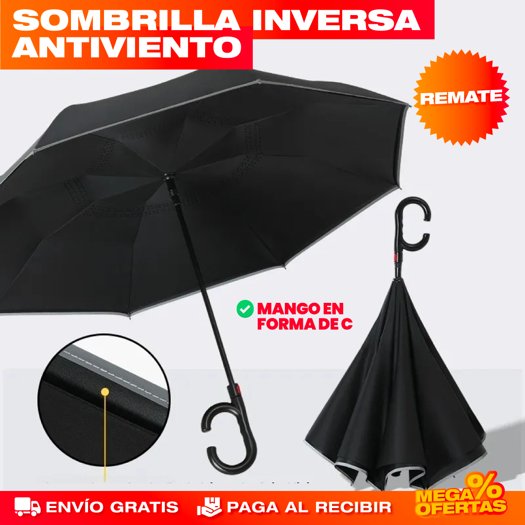 SOMBRILLA PARAGUAS INVERSA ANTIVIENTO