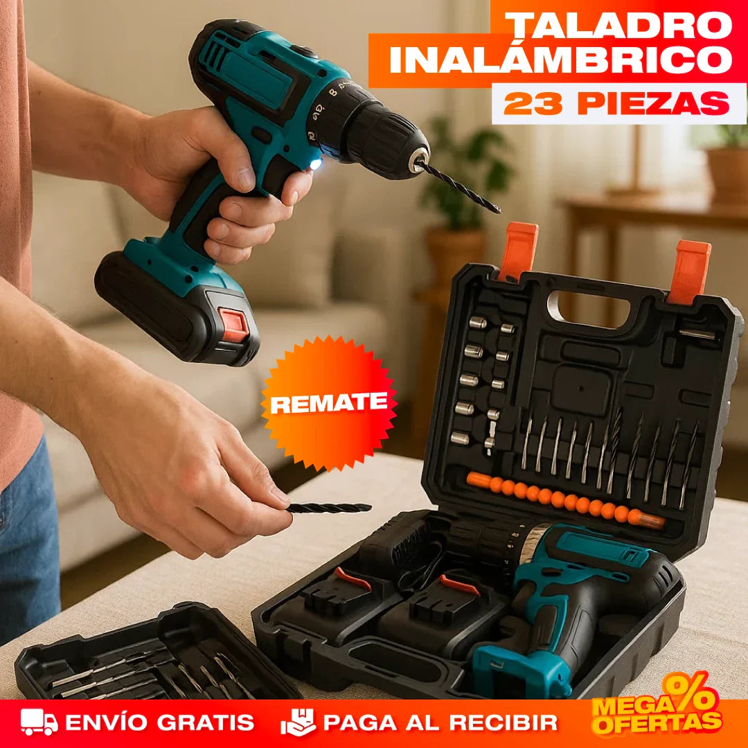 TALADRO INALÁMBRICO SET 23 PIEZAS