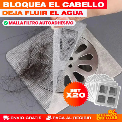 SET X 20 MALLAS FILTRO AUTOADHESIVA PARA DUCHA Y COCINA