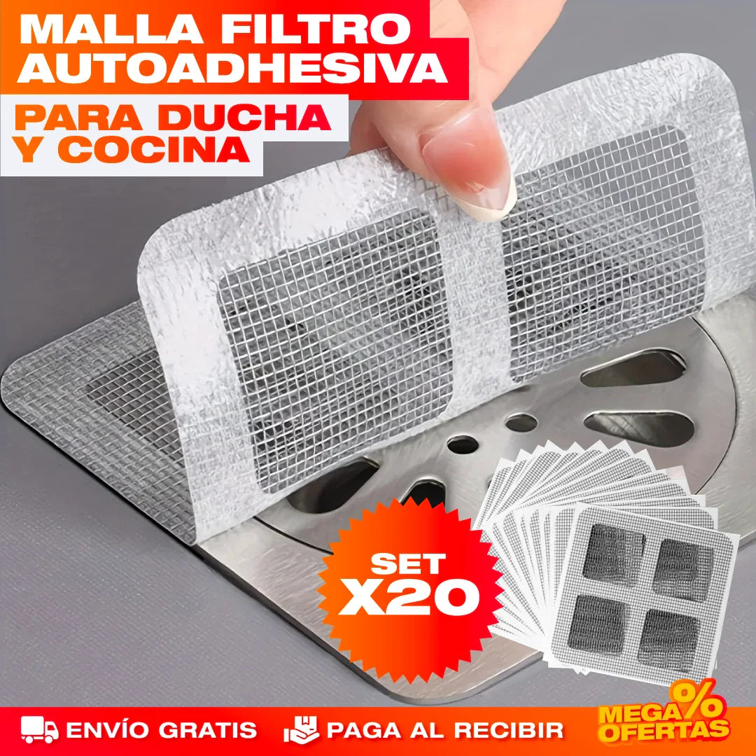 SET X 20 MALLAS FILTRO AUTOADHESIVA PARA DUCHA Y COCINA