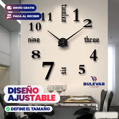RELOJ DE PARED 3D ADHESIVO