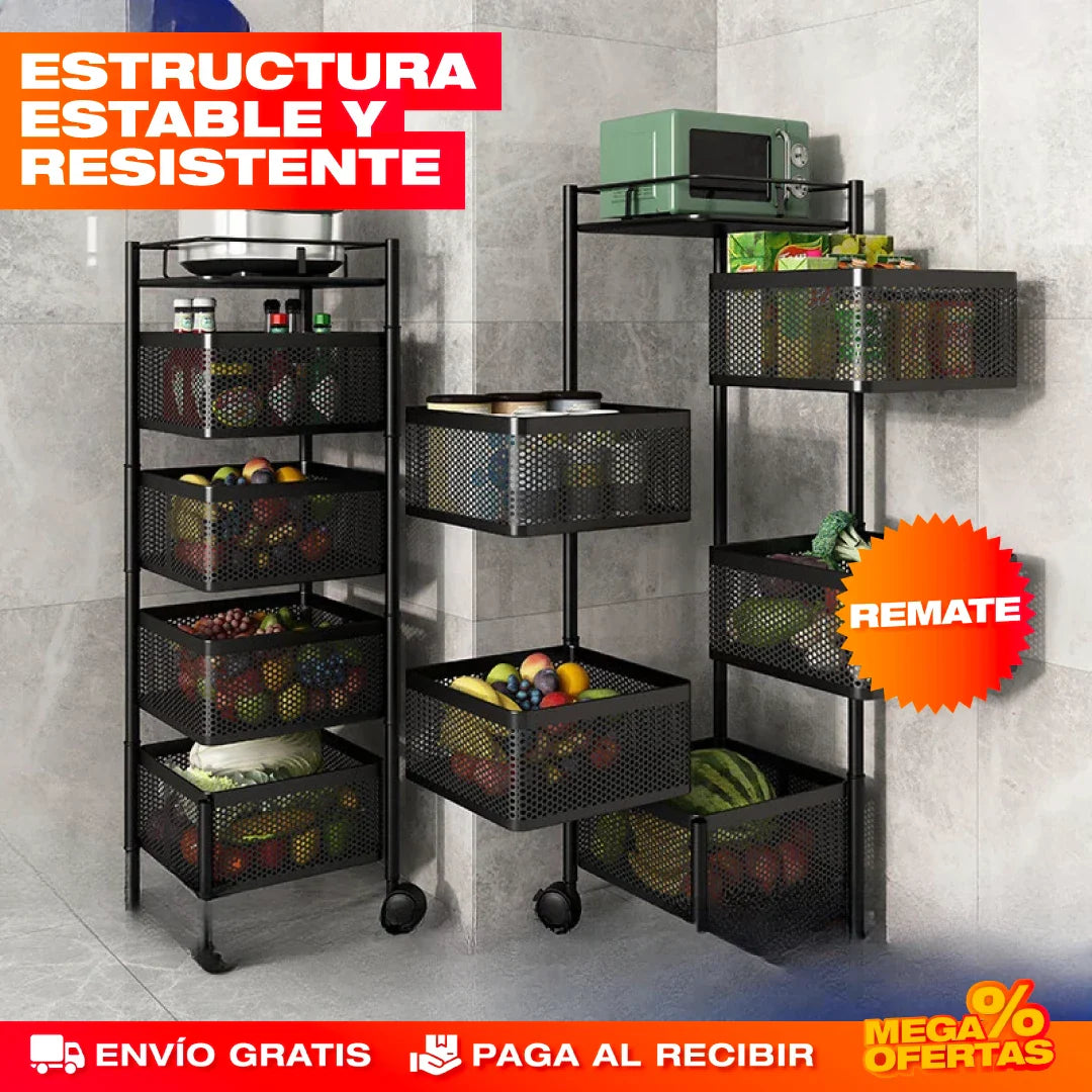 ESTANTERÍA GIRATORIA EXTRAÍBLE MULTIPROPÓSITO - CARRITO MÓVIL