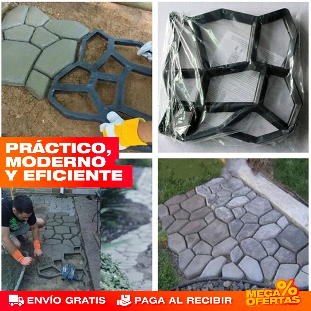 MOLDE ARTESANAL DE PAVIMENTO CEMENTO PARA JARDÍN