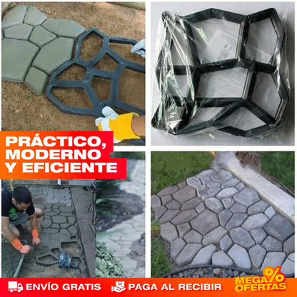 MOLDE ARTESANAL DE PAVIMENTO CEMENTO PARA JARDÍN