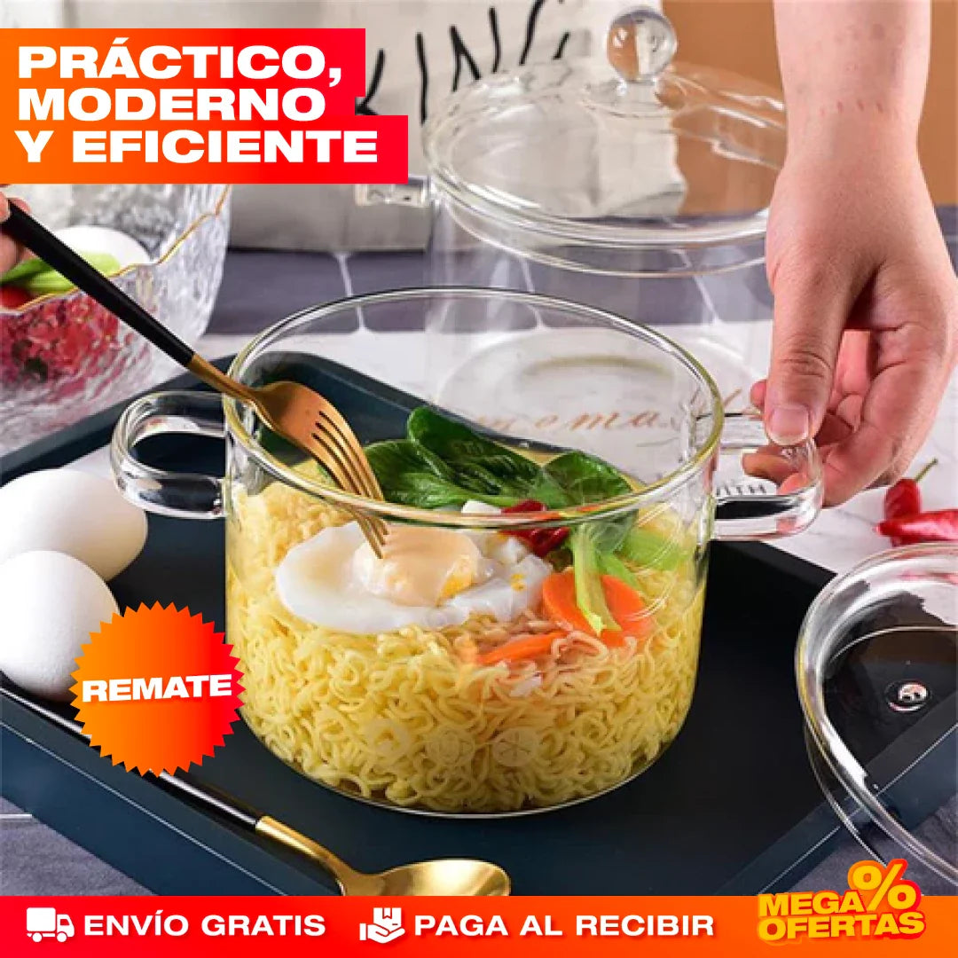 OLLA DE VIDRIO TRANSPARENTE + ENVÍO GRATIS