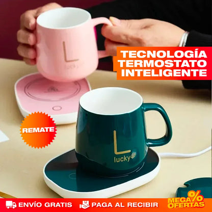 SET TAZA + CALENTADOR DE LUJO