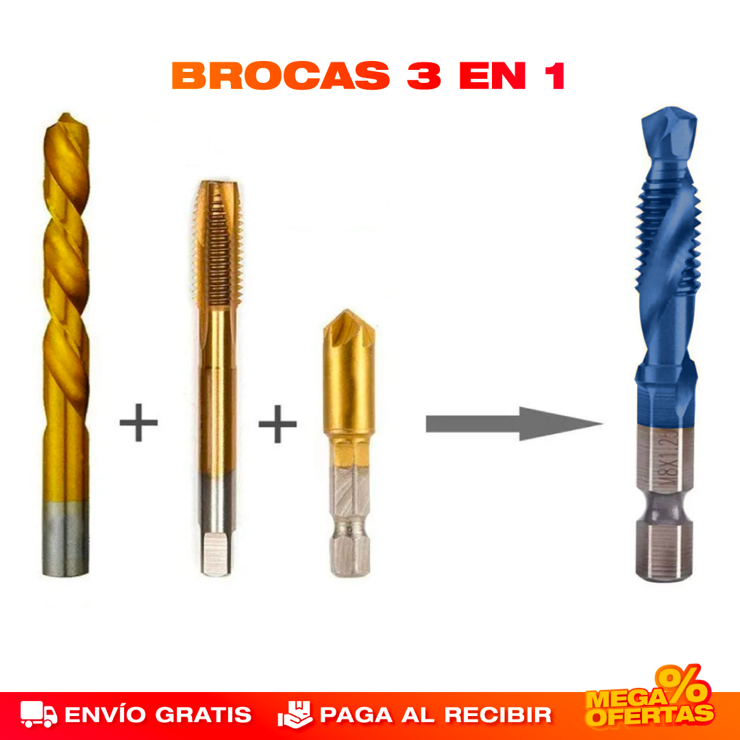 PROMO 2 X 1 SET DE 6 BROCAS DE TITANIO 3 EN 1 PROFESIONALES