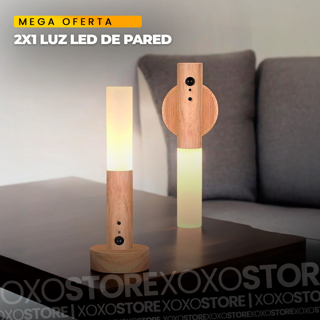 2X1 luz led de pared madera