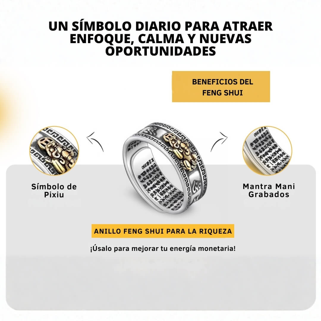 Anillo Ajustable Feng Shui - Dinero, Prosperidad, Abundancia y Protección