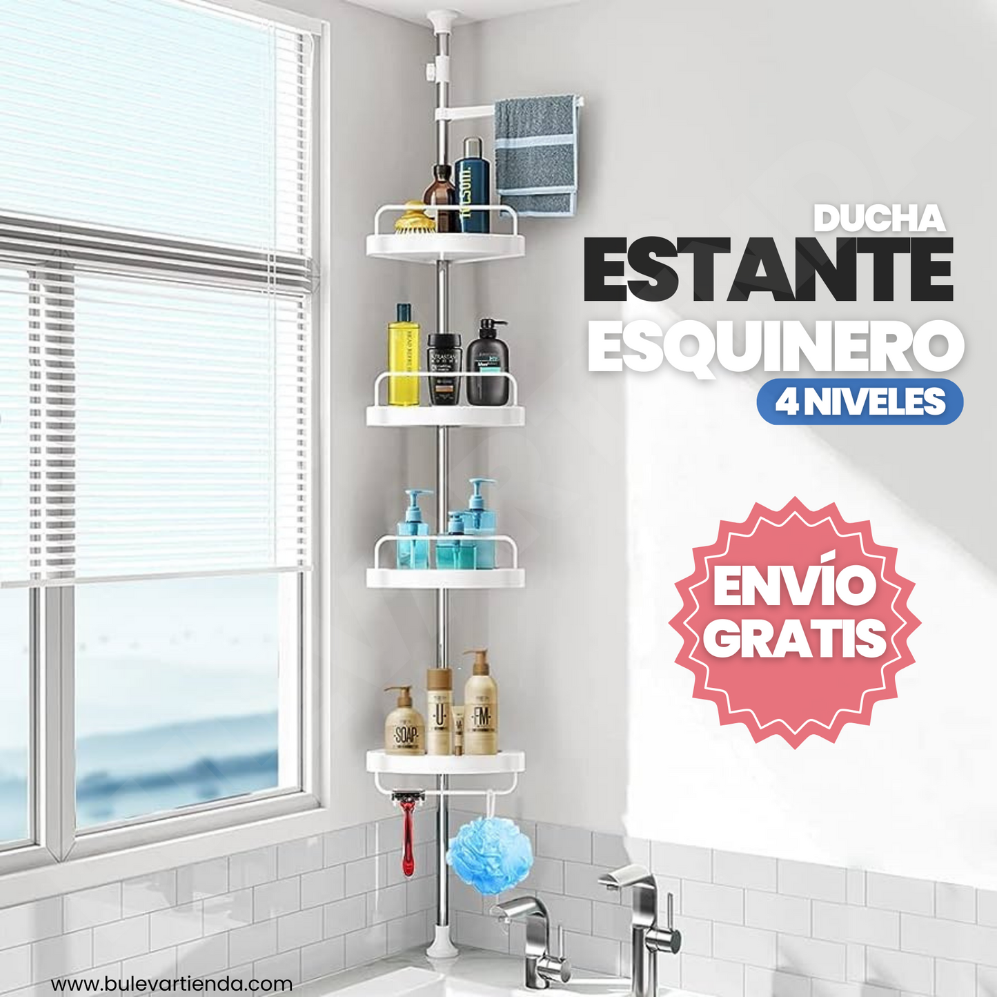 ORGANIZADOR DE 4 NIVELES PARA LA DUCHA
