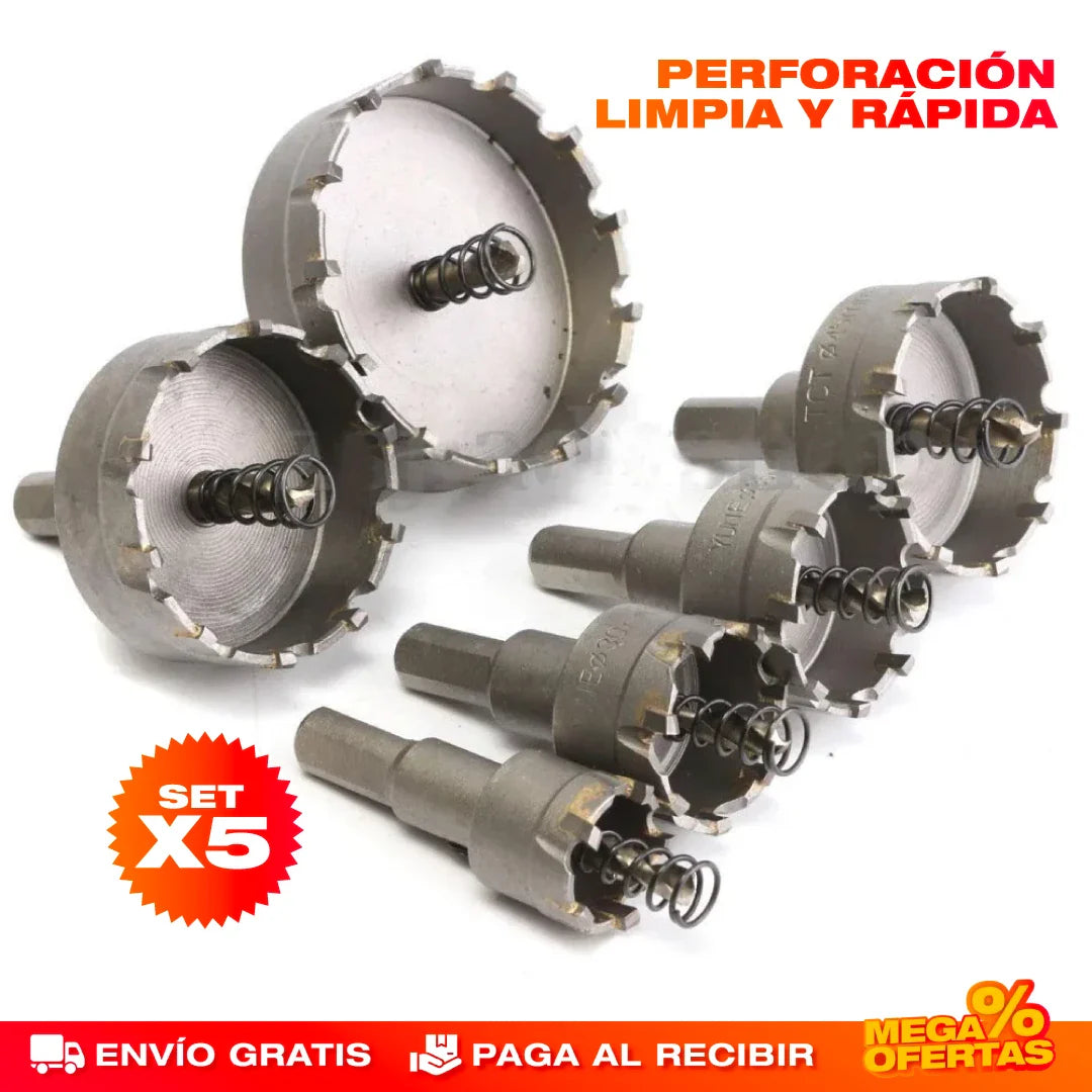 SET X 5 BROCAS SIERRA PERFORADORA TCT