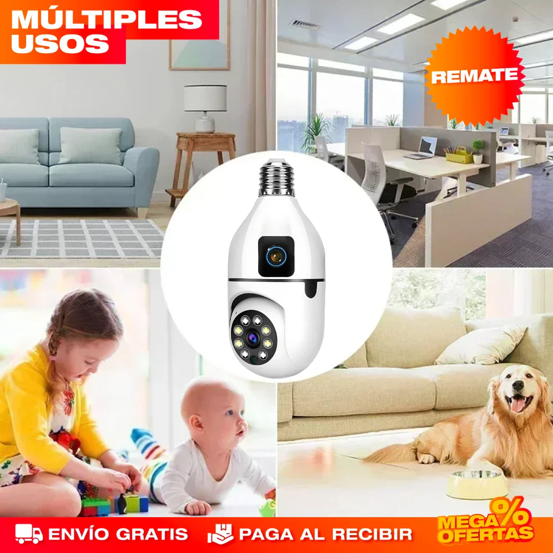 CÁMARA DE SEGURIDAD DUAL PARA BOMBILLA