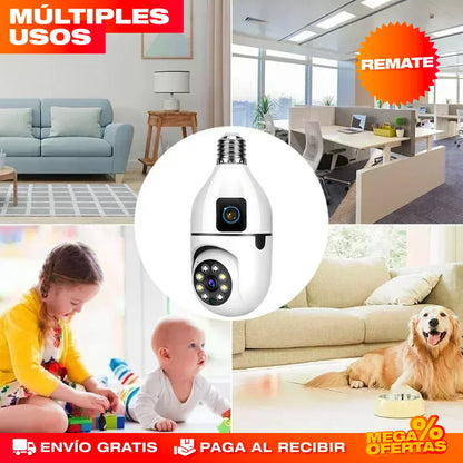 CÁMARA DE SEGURIDAD DUAL PARA BOMBILLA
