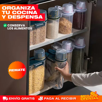 RECIPIENTE HERMÉTICO CON TAPA MEDIDORA