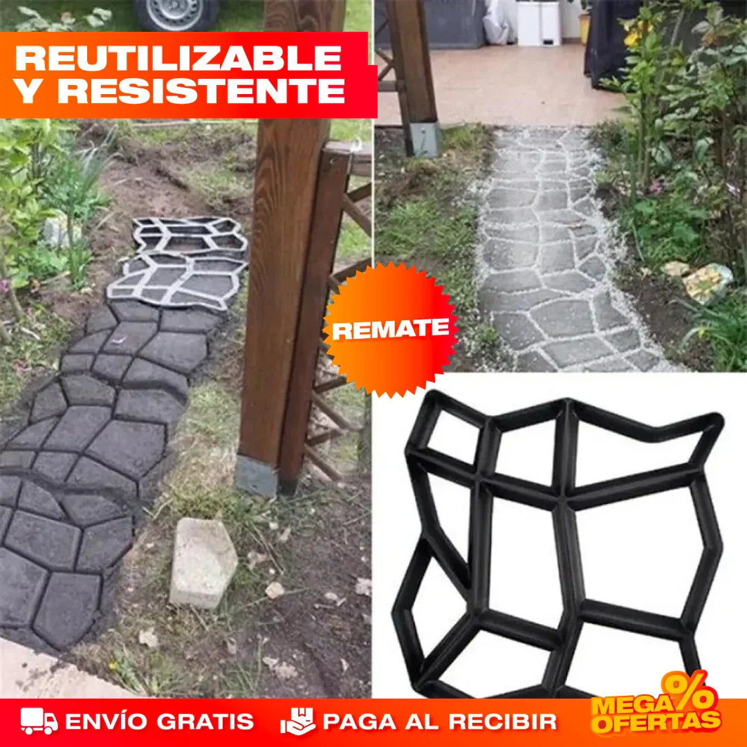 MOLDE ARTESANAL DE PAVIMENTO CEMENTO PARA JARDÍN