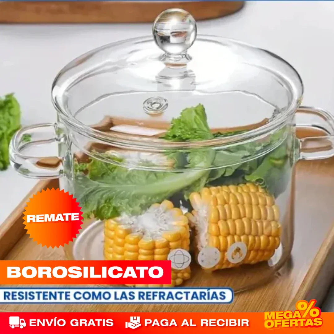 OLLA DE VIDRIO TRANSPARENTE + ENVÍO GRATIS