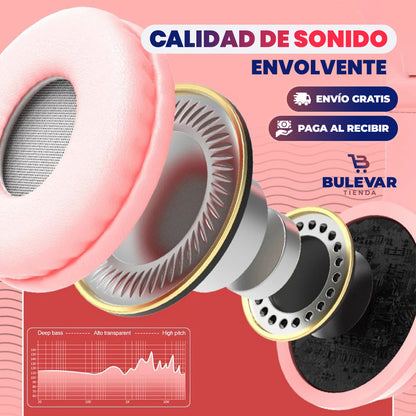 AUDÍFONOS INALÁMBRICOS OREJAS DE GATO CON LUCES RGB