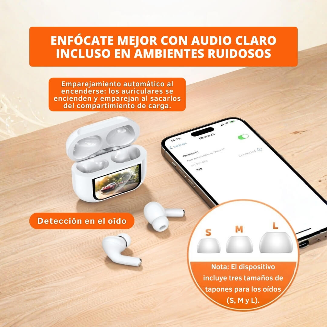 Audífonos Pro Bluetooth Con Pantalla Táctil - Control y Sonido Envolvente
