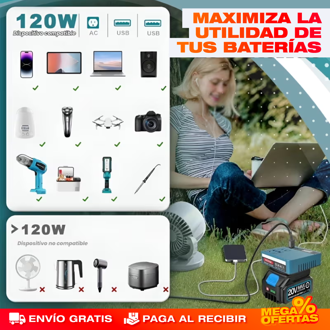 INVERSOR DE BATERÍAS CARGADOR PORTABLE